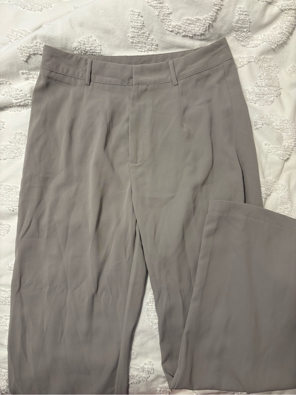 Light Gray Straight-Leg Dress Pants